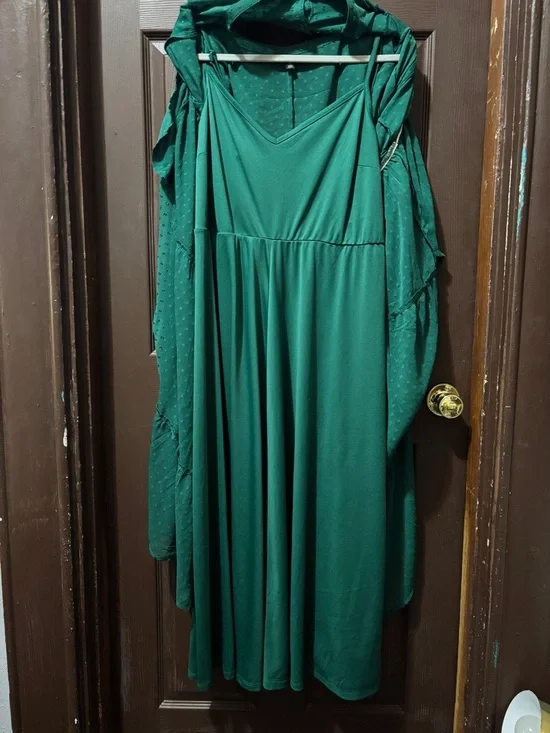torrid Forest Green Textured Tiered Maxi Chiffon Swiss Dot Dress - Picture 12 of 12
